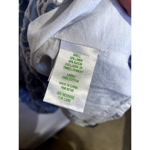 Lilly Pulitzer Tide Blue Hollar for a Dollar Eyelet Linen Preppy Mini Dress - Picture 10 of 11